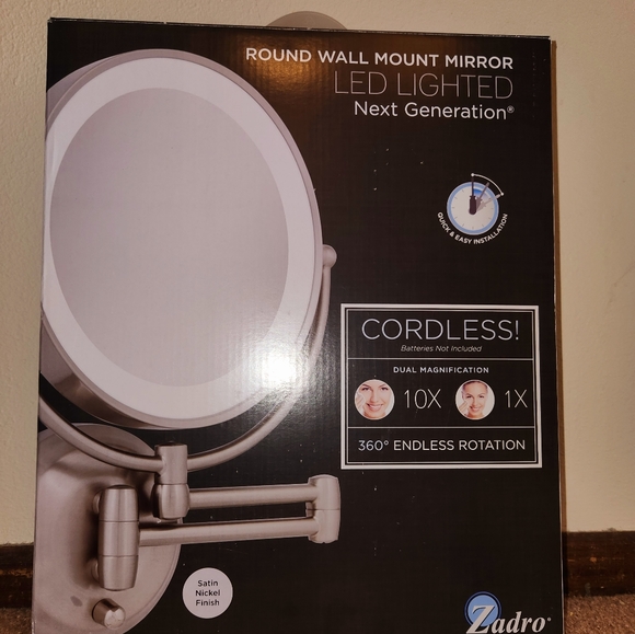 Zadro Other Zadro Round Wall Mount Mirror Led Lighted Cordless